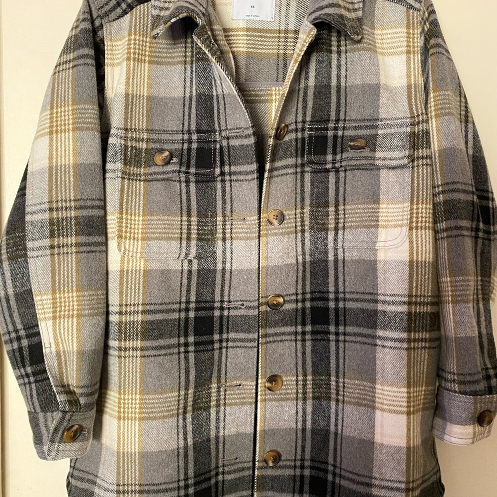 Old Navy Plaid Jacket - Gray, Black, Cream, Yellow